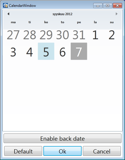 Selecting the backdate return date