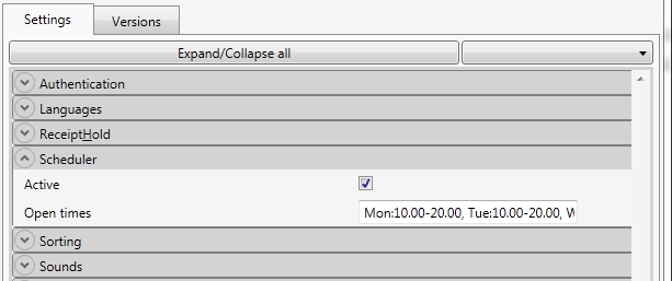 Availability schedule in Management Utility