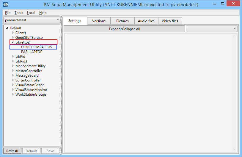 Global settings (red) and Local settings (blue) in Management Utility