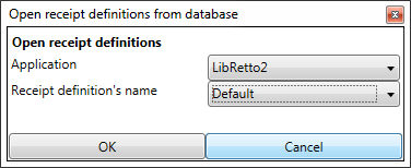 Opening receipt definition file - Libretto 2