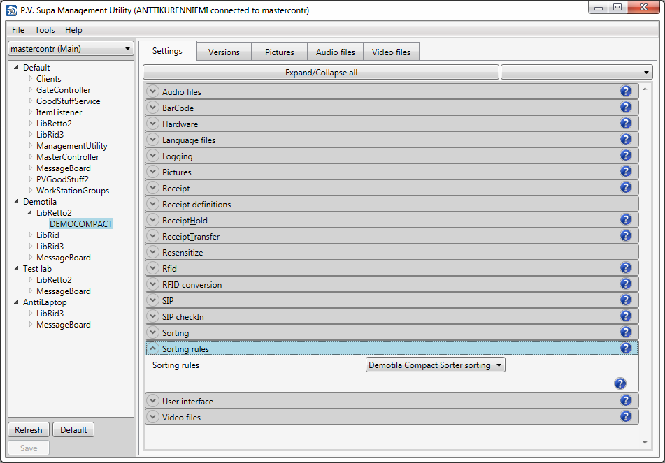 Selecting sorting rules - Libretto 2