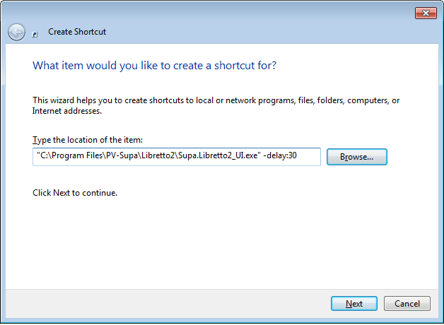 Selecting target and setting delay parameter for new shortcut