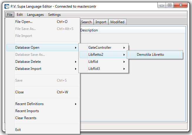 Opening a language file from database