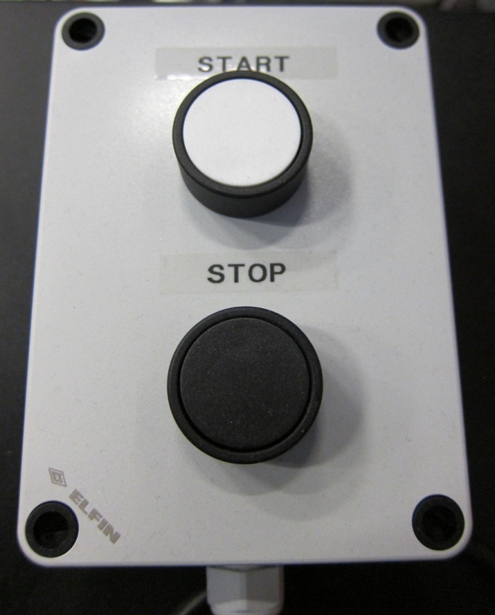 Start and stop buttons on a sorter