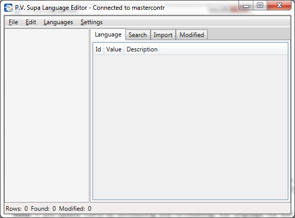 Language editor - pääikkuna