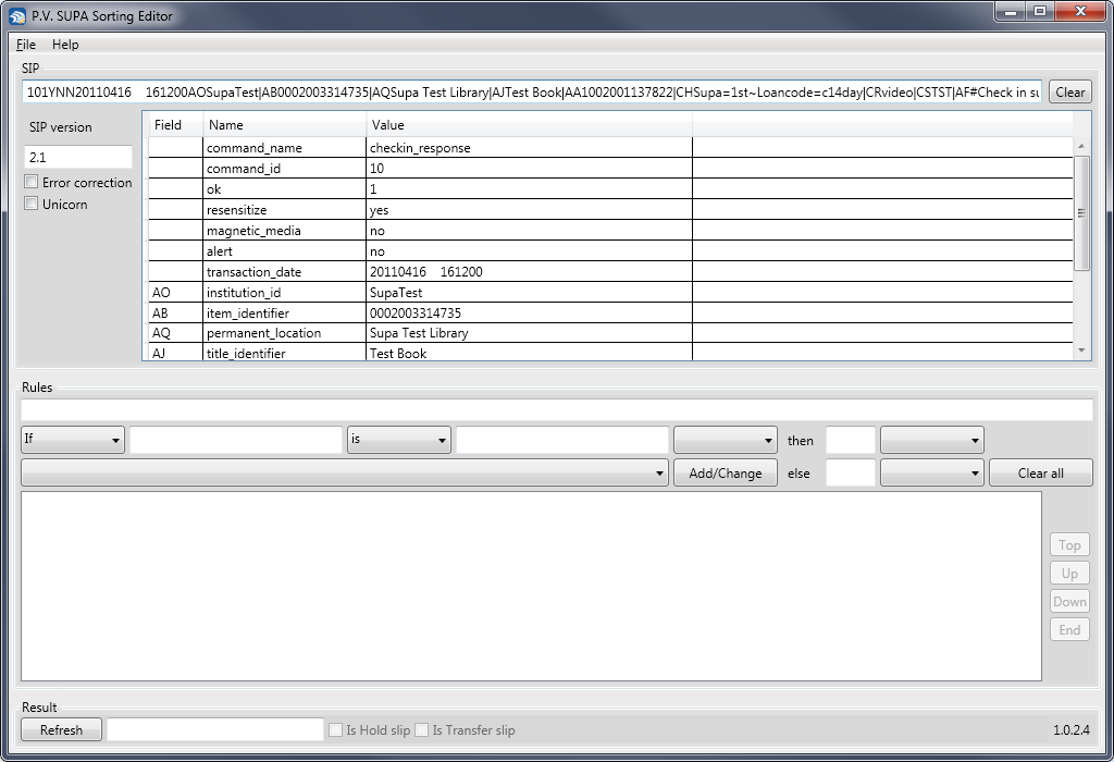 Sorting editor - pääikkuna