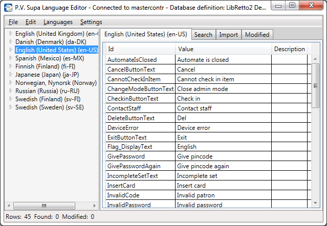 Päänäkymä, englannin kieli valittuna