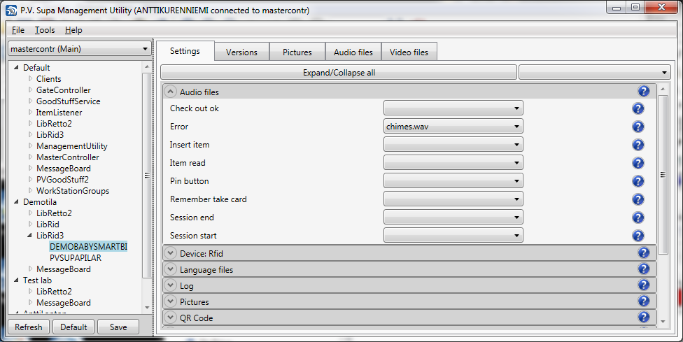 Äänitiedostojen valinta