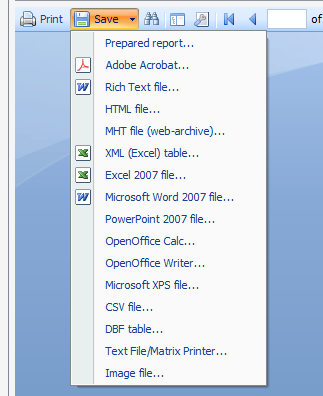 Raporttien tallennusformaatit