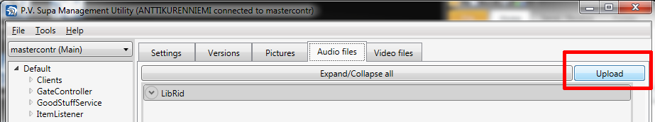 Management utility, äänitiedostot