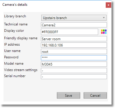 Camera details in SOL admin