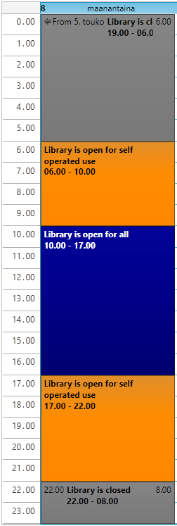 Scheduled day with a reading room self operated period