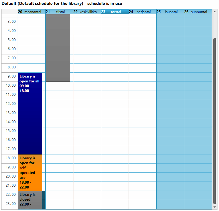 Default schedule - Monday done, Tuesday next