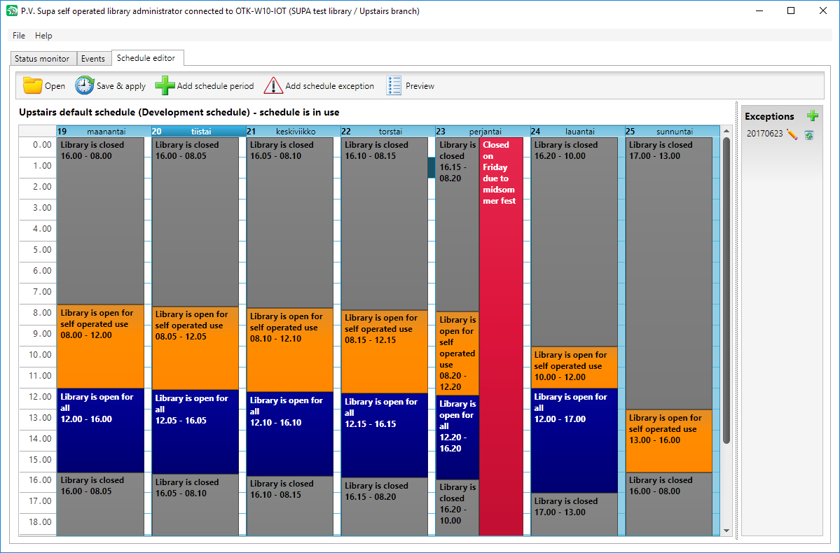 Schedule with an exception