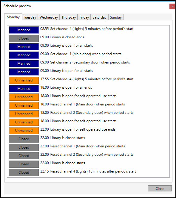 Schedule preview window