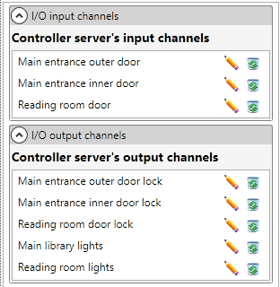 Sample IO settings for a library with a separate reading room