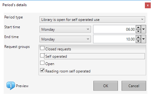 Adding a period for self operated reading room period