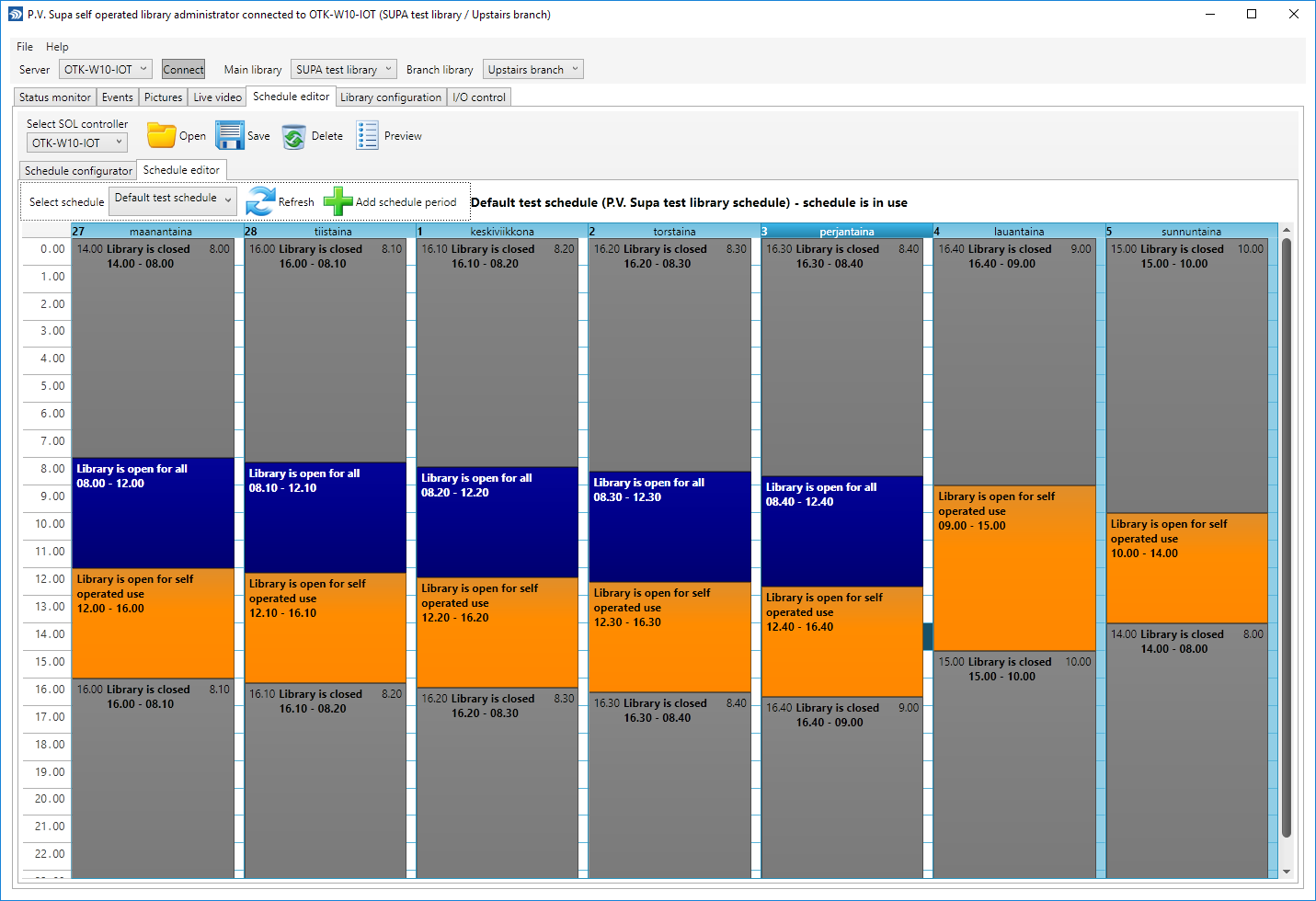 Admin tool - Schedule view